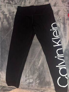 Calvin Klein Black Leggings with White Side Logo